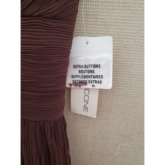 Evan Picone Chocolate Brown Sleeveless V-Neck Bead Accented Crepe Dress Sz 8 NWT - Picture 4 of 10